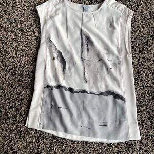 Cream, gray and black blouse, XS great layering piece! Brand is Porophrose.